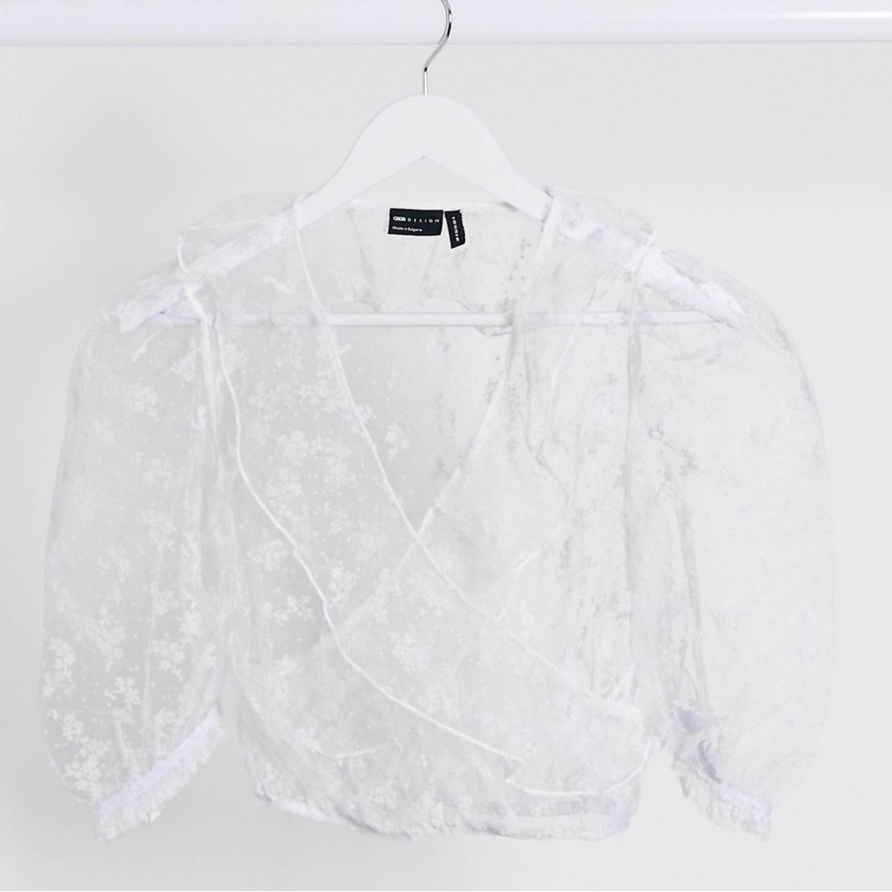 ASOS design organza wrap burnout floral Blouse